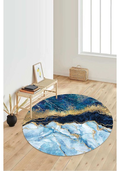 Dijital Baskılı Kaymaz Taban Yıkanabilir Yuvarlak Salon Halısı Koridor Halısı Paspas NDY-HT-319