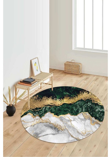 Dijital Baskılı Kaymaz Taban Yıkanabilir Yuvarlak Salon Halısı Koridor Halısı Paspas NDY-HT-321
