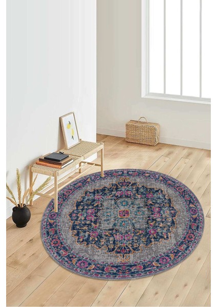 Dijital Baskılı Kaymaz Taban Yıkanabilir Yuvarlak Salon Halısı Koridor Halısı Paspas NDY-HT-753