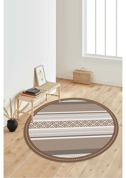 Dijital Baskılı Kaymaz Taban Yıkanabilir Yuvarlak Salon Halısı Koridor Halısı Paspas NDY-HT-1391