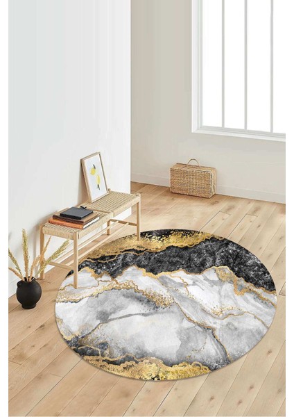 Dijital Baskılı Kaymaz Taban Yıkanabilir Yuvarlak Salon Halısı Koridor Halısı Paspas NDY-HT-316