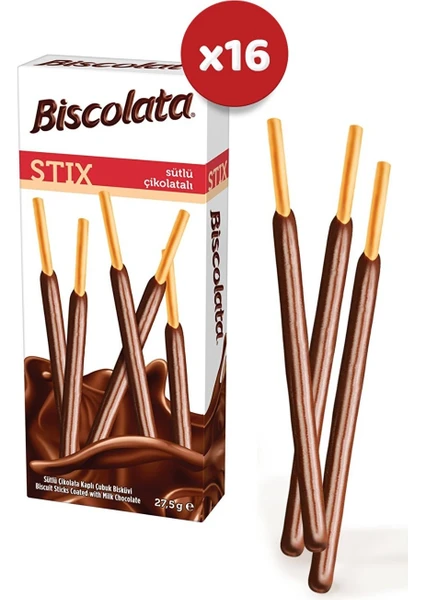 Biscolata Stix Sütlü Çikolatalı 16 x 27,5 gr