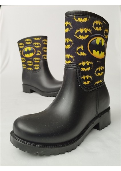 Batman Amblem Baskılı Su Geçirmeyen Erkek Çocuk Yağmur Çizmesi