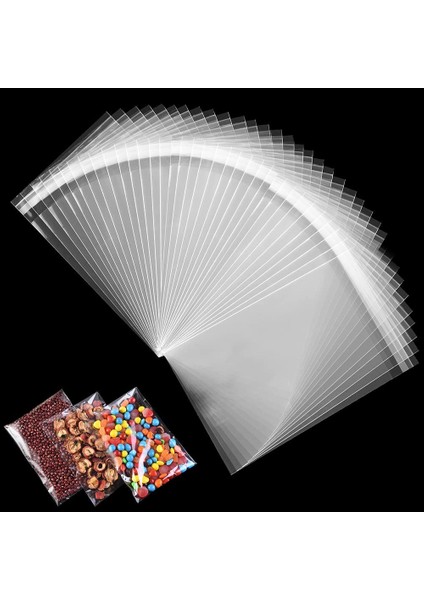 1000 Adet 15X25 Kendinden Yapışkanlı Açılıp Kapanabilir Şeker Kurabiye Şeffaf Plastik Poşet Torba