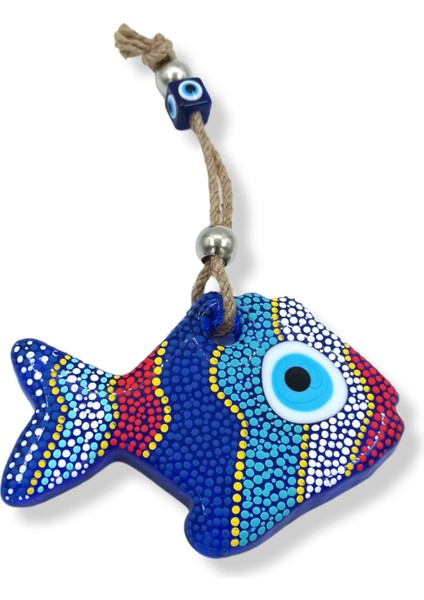 El Üretimi Ev Oda Dekorasyon Süsü Hediyelik El Emeği Balık Figürlü Nazar Boncuğu 14CM. fiyatları