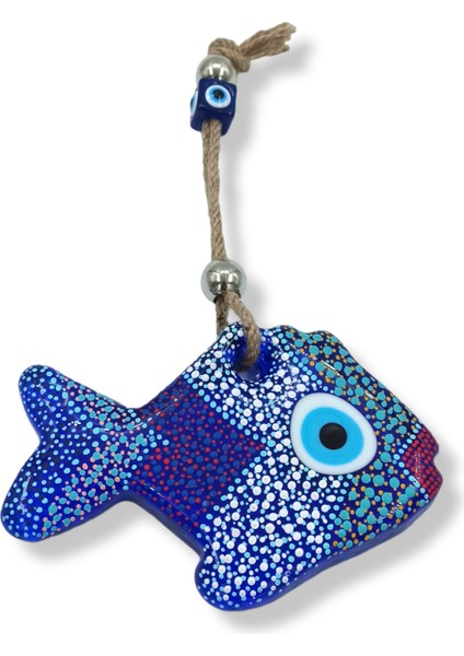 El Üretimi Ev Oda Dekorasyon Süsü Hediyelik El Emeği Balık Figürlü Nazar Boncuğu 14CM. indirimleri