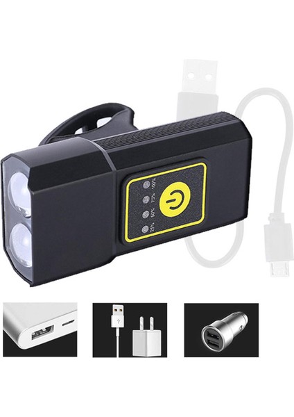 Bisiklet Ön Işık USB Şarj Edilebilir Far El Feneri Far, Arka Lamba Olmadan (Yurt Dışından) indirimleri