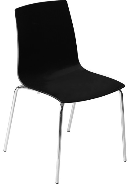 X-Treme Sandalye Solid Siyah Krom Ayaklı