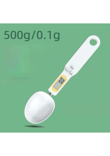 Mutfak Terazisi 500G 0.1g LCD Ekran Dijital Tartı Kaşığı - Beyaz (Yurt Dışından)