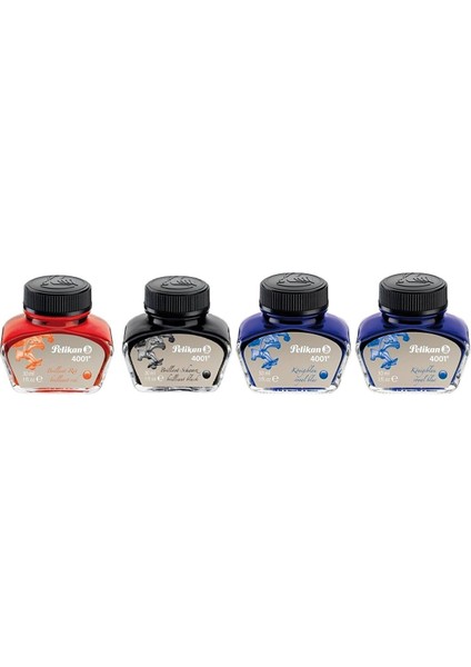 4001 Dolma Kalem Mürekkebi 30 Ml. 1 Kırmızı + 1 Siyah + 2 Mavi