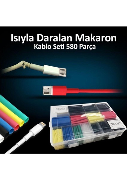 Makaron Isıyla Daralan Kablo Koruma 580 Parça Kablo Tamir Kiti