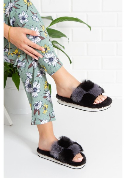 Oct Shoes Kadın Peluş Ev Terliği Bayan Tüylü Terlik TS1117