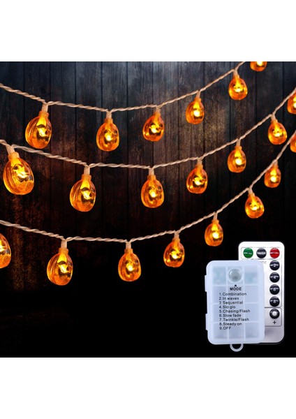 Pumpkin String Işık Cadılar Bayramı Ürkütücü Pil LED Işıkları Ev Açık Dekor 5m 40 LED