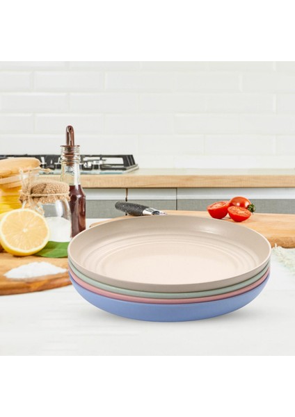 4 Parça Buğday Saman Sofra Takımları Meyve Yeniden Kullanılabilir Hafif Yeşil 23CM modelleri