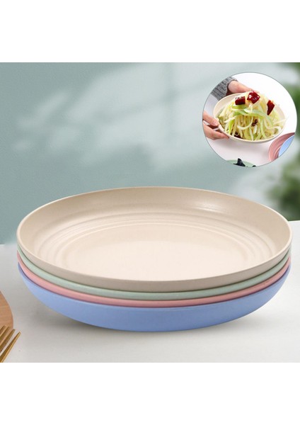 4 Parça Buğday Saman Sofra Takımları Meyve Yeniden Kullanılabilir Hafif Yeşil 23CM fırsatları