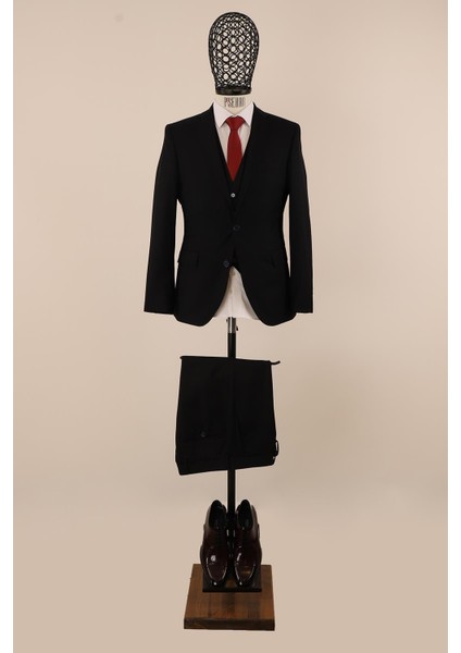 Yelekli Takım Elbise Slim Fit