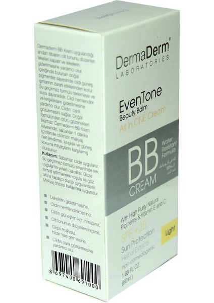 Eventone Bb Krem Açık Ton Vitaminli Spf+25 Güneş Koruma Bitki Özlü 50 Ml