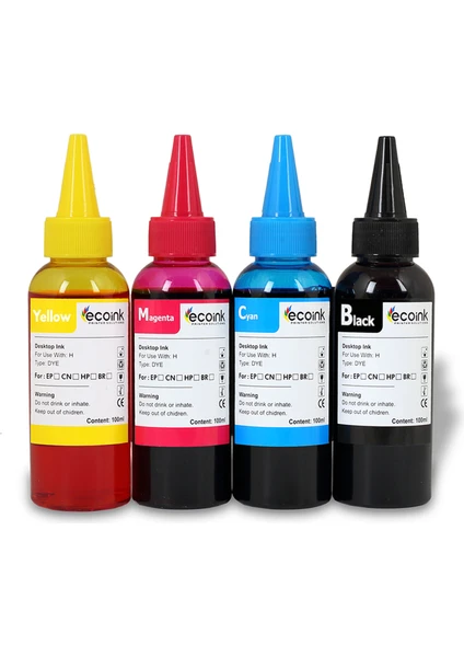 Epson L365 L565 L220 L386 L382 Serisi Uyumlu 4X100 ml Mürekkep