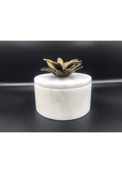 Lotus Kapaklı Mermer Kutu Pirinç 165465