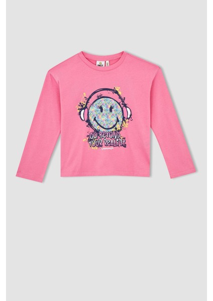Kız Çocuk SmileyWorld Bisiklet Yaka Uzun Kollu Tişört Y3814A622AU