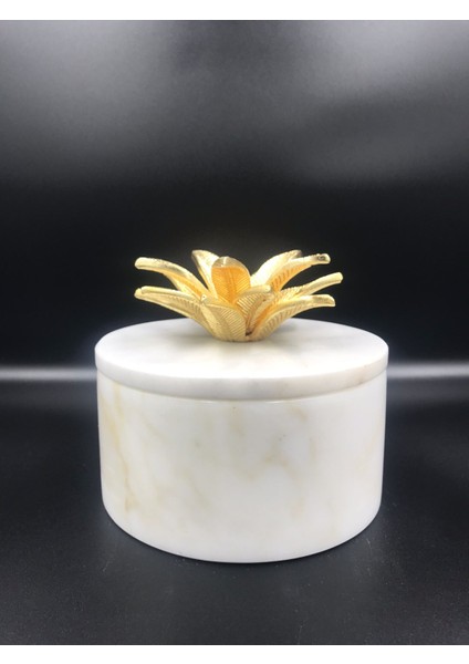 Lotus Kapaklı Mermer Kutu Pirinç 1025