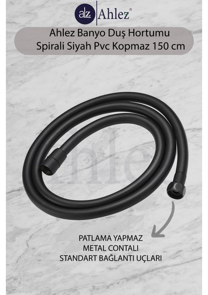 Paslanmaz Banyo Duş Hortumu Spirali Pvc Kopmaz 150 cm