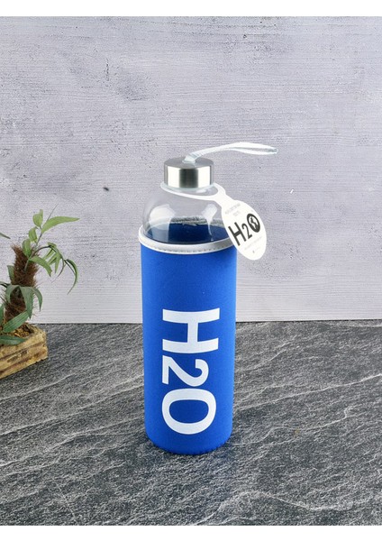 H2O Kılıflı Cam Matara - 500 ml - H2O87500 Mavi