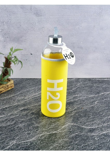 H2O Kılıflı Cam Matara - 500 ml - H2O87500 Sarı