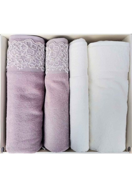 Begonvil Best Set (Hamam Takımı) Krem-Mürdüm