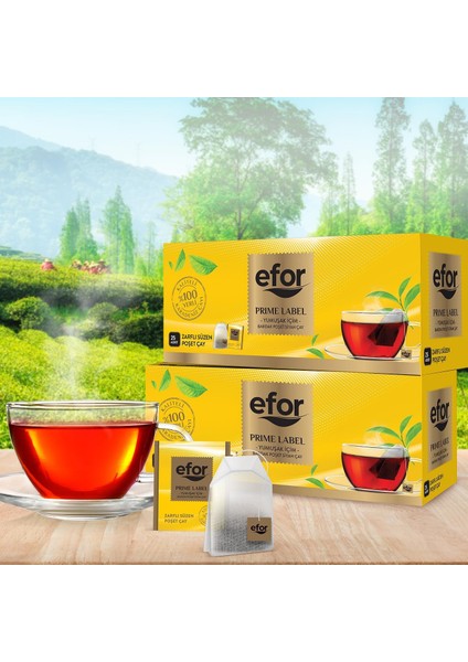 Efor Bardak Poşet Süzen Siyah Çay Prime Label Yumuşak Içim 2gr. X 25'li