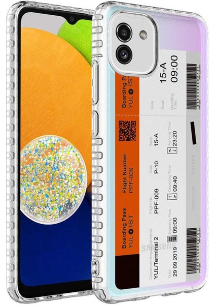 Galaxy A03 Kılıf Airbag Kenarlı Renkli Desenli Elegans Silikon