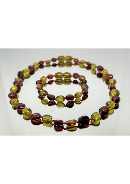 Damla Kehribar Yeşil Kırmızı Renk Bebek Kolye Bileklik Set fırsatları