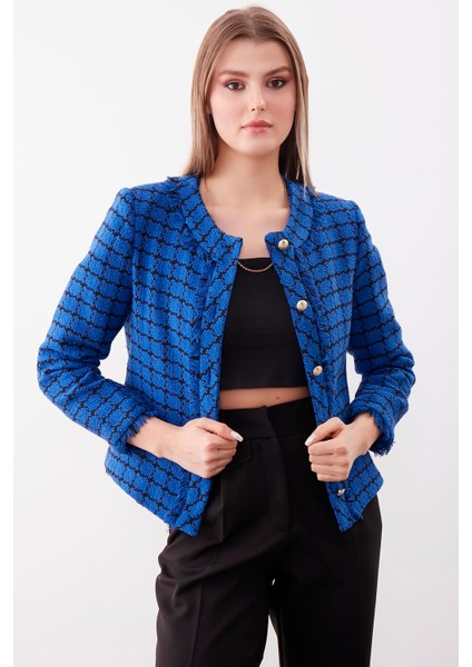 Gold Düğmeli Desenli Ceket