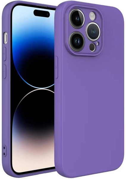 Apple iPhone 14 Pro Lasnman Kadife Silikon Voyolsr
