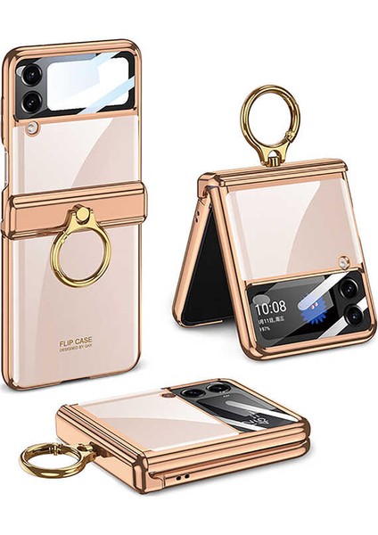 Samsung Galaxy Z Flip 4 Yüzüklü Koruyucu Kılıf Voyokıpt Kapak