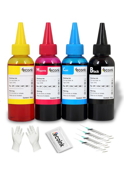 Epson L Serisi Yazıcılar Için Uyumlu 4X100 ml Kartuş Dolum Seti
