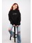 Canada Moon Baskılı Unisex Oversize Hoodie Siyah 1