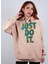 Unisex Oversize Hoodie Just Do Taş Rengi Kapüşonlu Sweatshirt 1