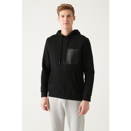 Avva Siyah Bisiklet Yaka 3 İplik İçi Polarlı Arkası Baskılı Regular Fit Sweatshirt A22Y1130