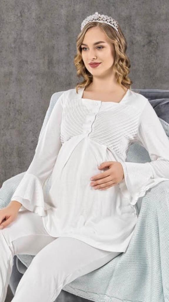 Limissi 2106 Ecru Hamile Lohusa Pijama Takımı görsel 5