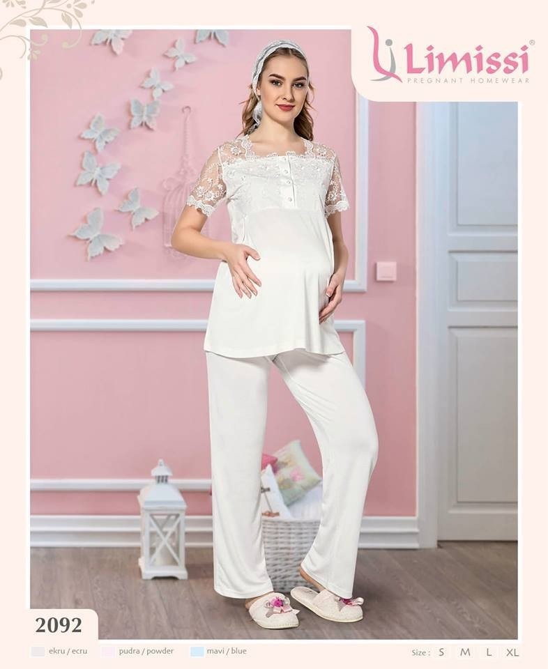 Limissi 2092 Hamile Lohusa Yeni Sezon Dantellilohusa Pijama