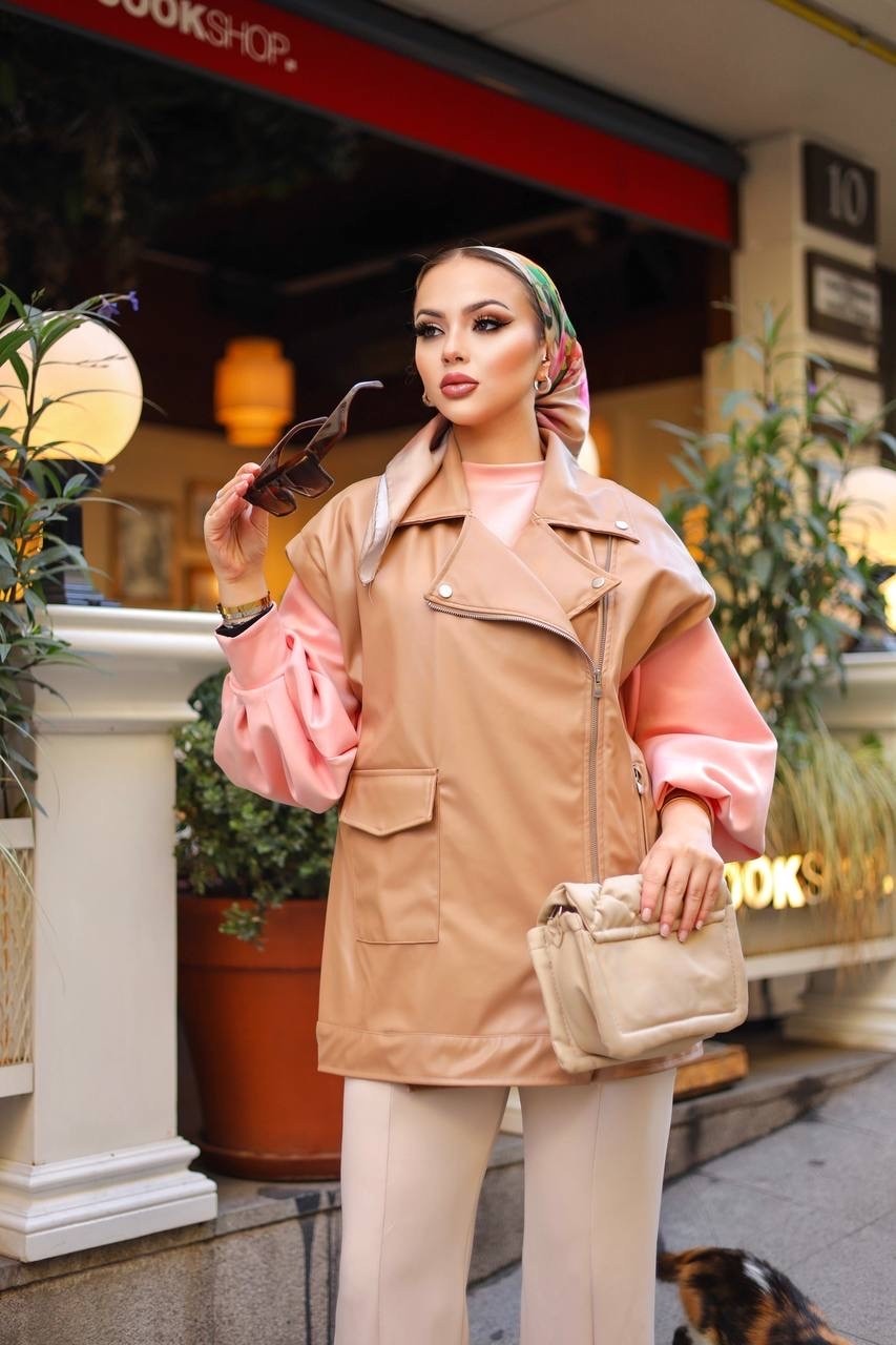 Wafra Collection Fermuarlı Deri Yelek