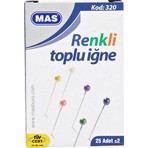 MAS Renkli Başlı Toplu İğne 25 Adet 32 mm Kırtasiye Kullanımı için