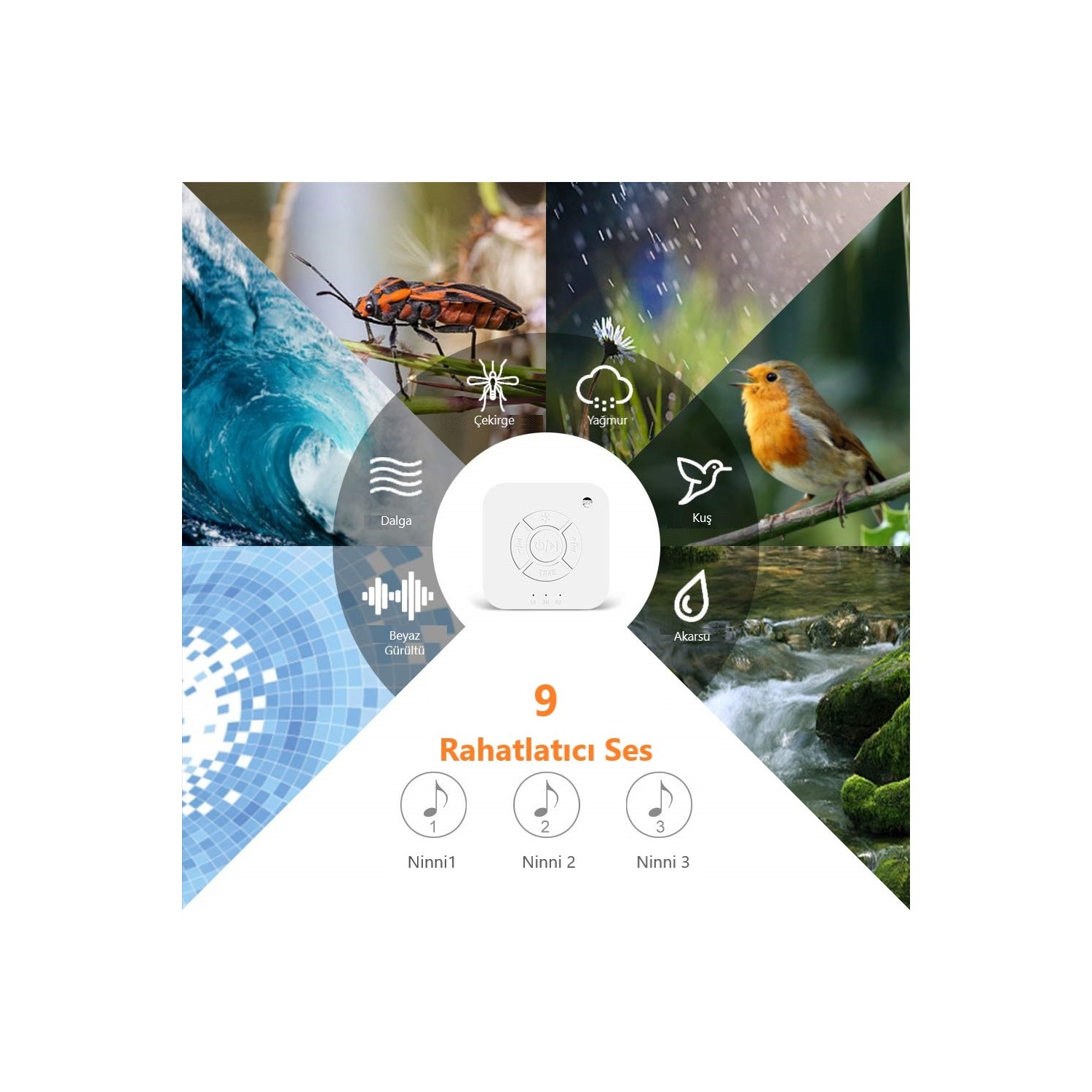 Boenas Beyaz Gürültü Ses Makinesi Bebek Uyku Ses Cihazı