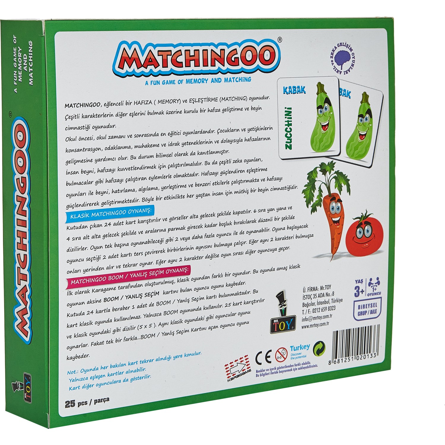 Mr. Toy Matchıngoo Eşleme Ve Hafıza Oyunu ( Sebzegiller ) Fiyatı