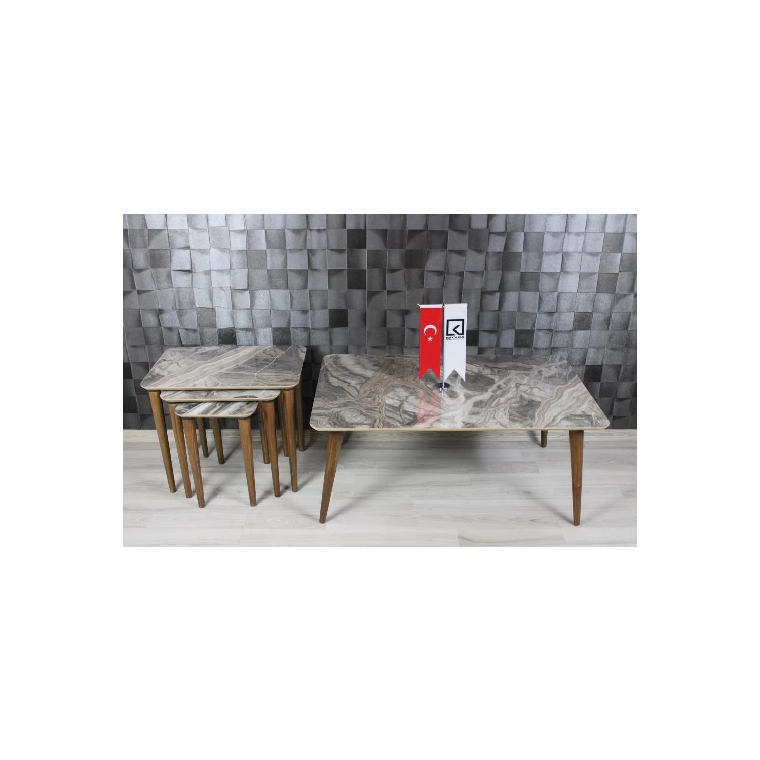 Kaykolsan Mermer Desenli Zigon Sehpa Ve Orta Sehpa Takimi Fiyati