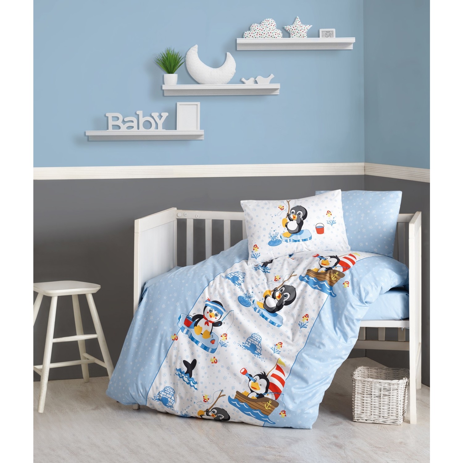 Cotton Box Bebek Nevresim Takımı Penguen Mavi Fiyatı