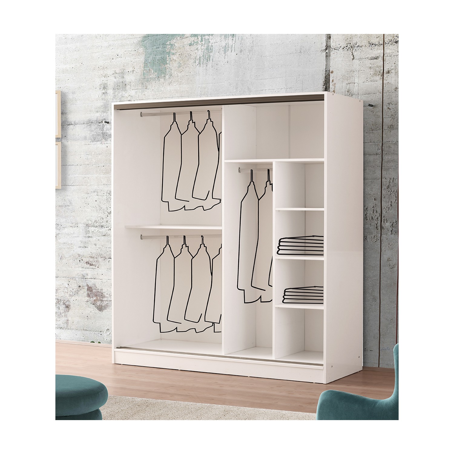 Beenal Venüs Sürgülü Gardırop 200 cm Parlak Beyaz Fiyatı