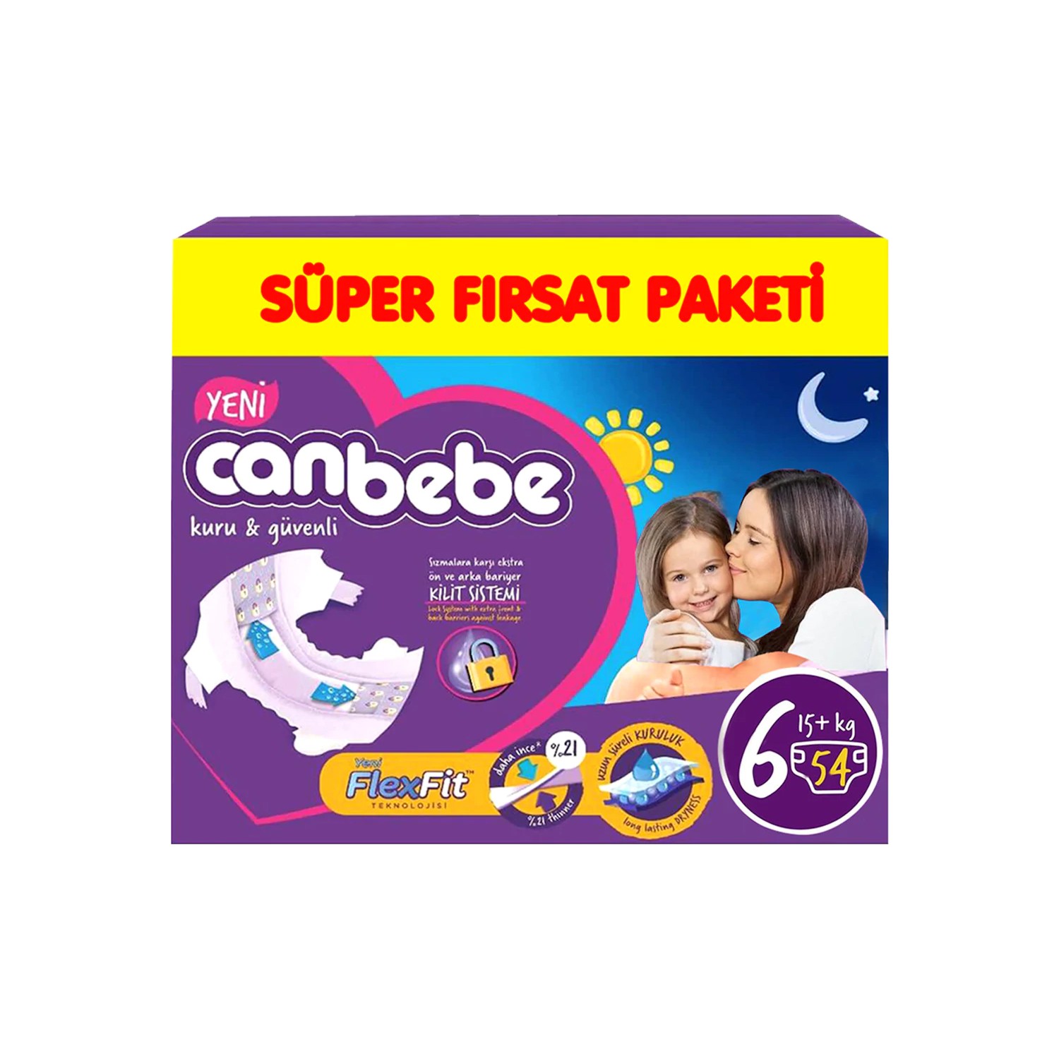 Canbebe 6 Numara Bebek Bezi 54 Adet 15+ kg Süper Extra Large Fiyatı