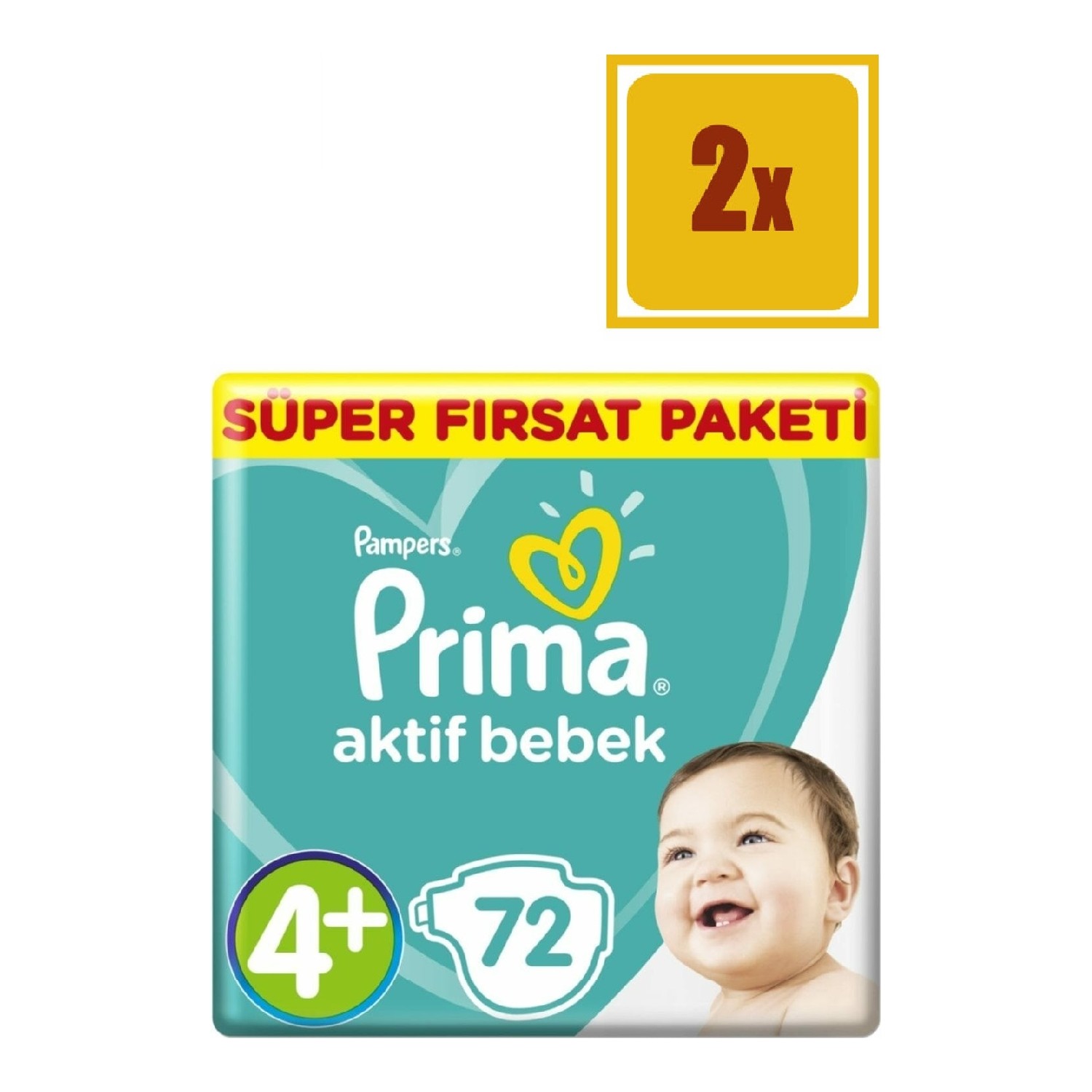 Prima Aktif Bebek Süper Fırsat 4+ Beden Maxi Plus 72 x 2